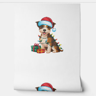 Xmas Lighting Santa Hat Border Terrier Dog Christm Wallpaper