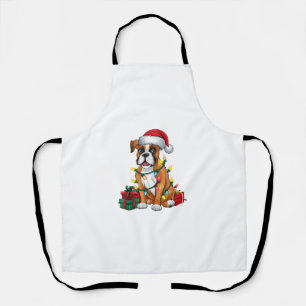 Xmas Lighting Santa Hat Boxer Dog Christmas  Apron