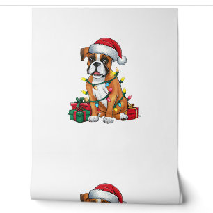 Xmas Lighting Santa Hat Boxer Dog Christmas Wallpaper