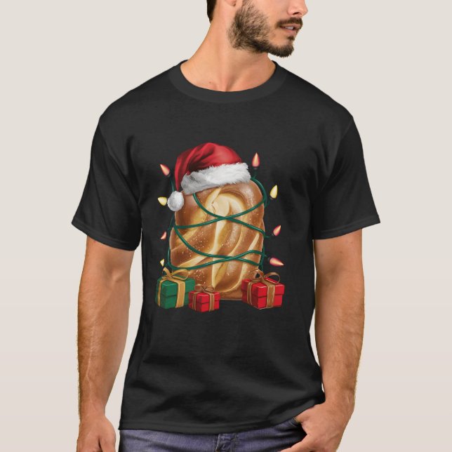 Xmas Lighting Santa Hat Bread Christmas T-Shirt (Front)