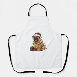 Xmas Lighting Santa Hat Bullmastiff Dog Christmas Apron