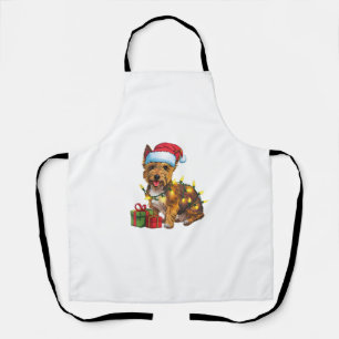 Xmas Lighting Santa Hat Cairn Terrier Dog Christma Apron