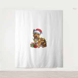 Xmas Lighting Santa Hat Cairn Terrier Dog Christma Tapestry