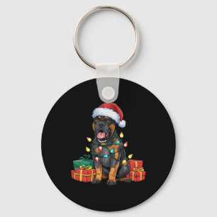 Xmas Lighting Santa Hat Cane Corso Dog Christmas Key Ring