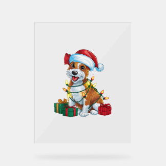 Xmas Lighting Santa Hat Cardigan Welsh Corgi Dog C Acrylic Sign