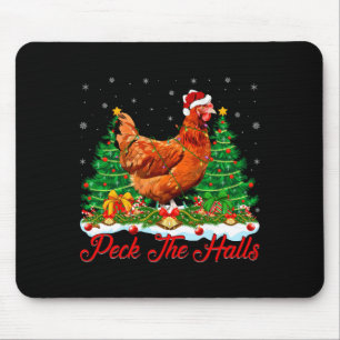 Xmas Lighting Santa Hat Chicken Christmas Tree  Mouse Mat