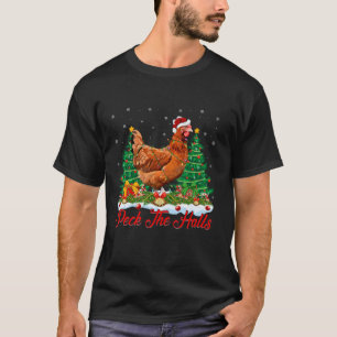 Xmas Lighting Santa Hat Chicken Christmas Tree T-Shirt