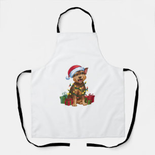 Xmas Lighting Santa Hat Chinese Crested Dog Christ Apron