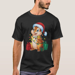 Xmas Lighting Santa Hat Chipmunk Christmas T-Shirt
