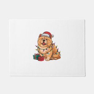 Xmas Lighting Santa Hat Chow Chow Dog Christmas Doormat