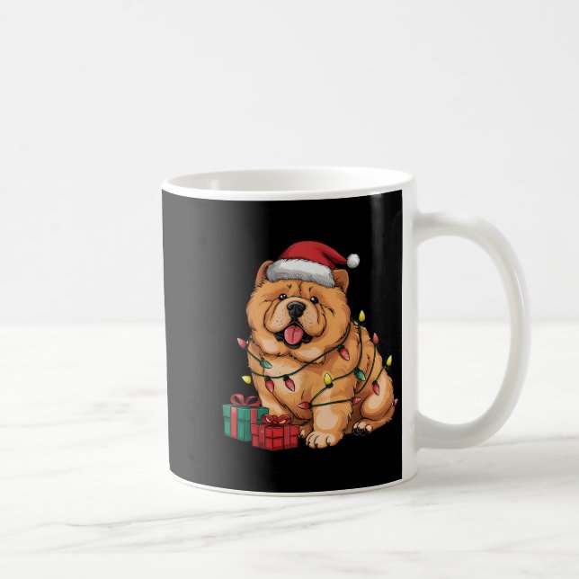 Xmas Lighting Santa Hat Chow Chow Dog Christmas Fo Coffee Mug (Right)