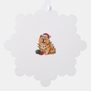 Xmas Lighting Santa Hat Chow Chow Dog Christmas Tree Decoration Card