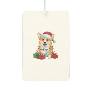 Xmas Lighting Santa Hat Corgi Dog Christmas _1 Car Air Freshener