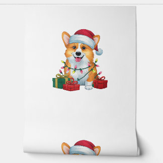 Xmas Lighting Santa Hat Corgi Dog Christmas _1 Wallpaper