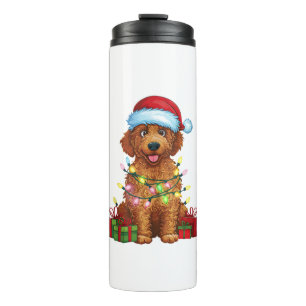Xmas Lighting Santa Hat Curly Coated Retriever Dog Thermal Tumbler