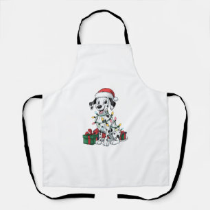 Xmas Lighting Santa Hat Dalmatian Dog Christmas  Apron