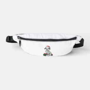 Xmas Lighting Santa Hat Dalmatian Dog Christmas Bum Bags