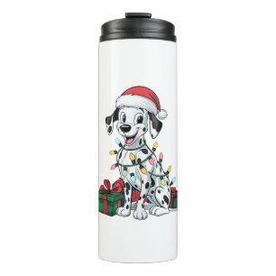 Xmas Lighting Santa Hat Dalmatian Dog Christmas Thermal Tumbler