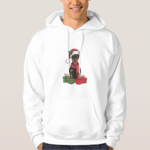 Xmas Lighting Santa Hat Doberman Dog Christmas _3 Hoodie