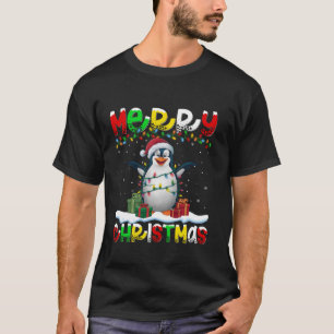 Xmas Lighting Santa Hat Emperor Penguin Merry Chri T-Shirt