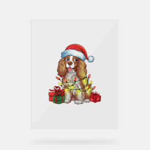 Xmas Lighting Santa Hat English Coonhound Dog Chri Acrylic Sign