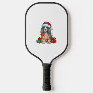 Xmas Lighting Santa Hat English Coonhound Dog Chri Pickleball Paddle