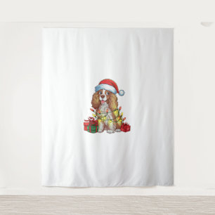 Xmas Lighting Santa Hat English Coonhound Dog Chri Tapestry