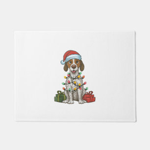 Xmas Lighting Santa Hat English Pointer Dog Christ Doormat