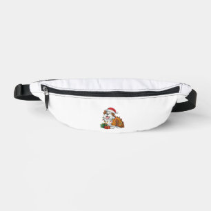 Xmas Lighting Santa Hat English Sheepdog Christmas Bum Bags