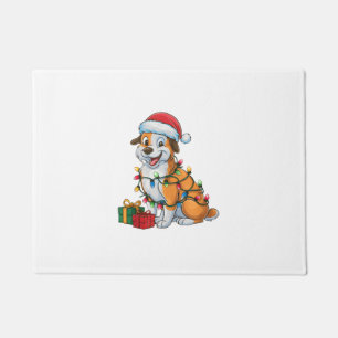 Xmas Lighting Santa Hat Eurasier Dog Christmas Doormat