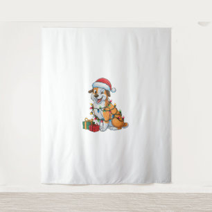 Xmas Lighting Santa Hat Eurasier Dog Christmas Tapestry