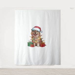 Xmas Lighting Santa Hat Finnish Lapphund Dog Chris Tapestry