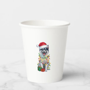 Xmas Lighting Santa Hat Finnish Spitz Dog Christma Paper Cups