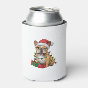 Xmas Lighting Santa Hat French Bulldog Christmas _ Can Cooler