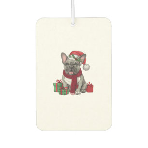 Xmas Lighting Santa Hat French Bulldog Christmas _ Car Air Freshener