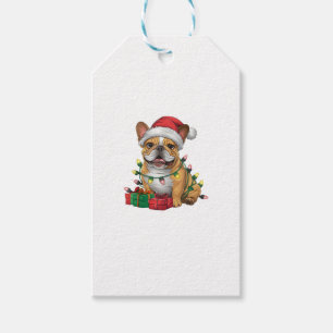 Xmas Lighting Santa Hat French Bulldog Christmas _ Gift Tags