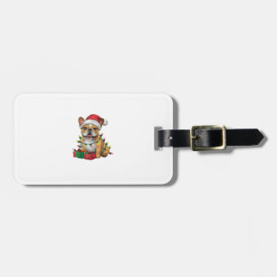 Xmas Lighting Santa Hat French Bulldog Christmas _ Luggage Tag