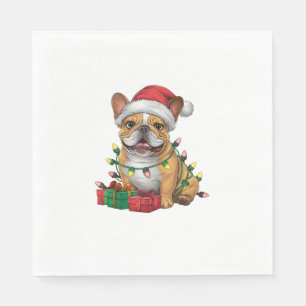 Xmas Lighting Santa Hat French Bulldog Christmas _ Napkin
