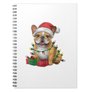 Xmas Lighting Santa Hat French Bulldog Christmas _ Notebook