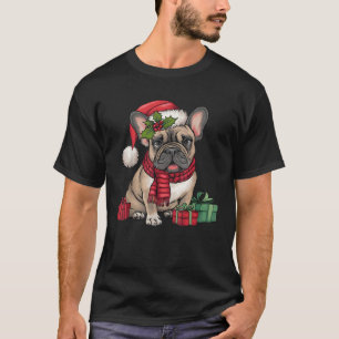 Xmas Lighting Santa Hat French Bulldog Christmas  T-Shirt