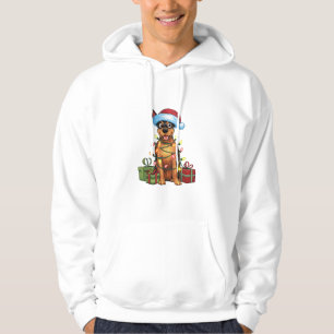 Xmas Lighting Santa Hat German Pinscher Dog Christ Hoodie
