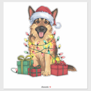 Xmas Lighting Santa Hat German Shepherd Dog Christ