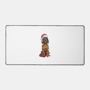Xmas Lighting Santa Hat Gordon Setter Dog Christma Desk Mat