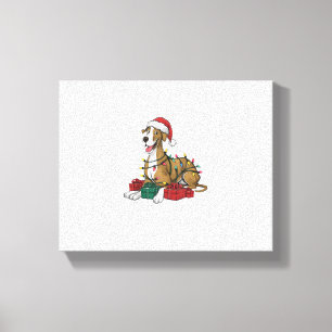 Xmas Lighting Santa Hat Great Dane Dog Christmas _ Canvas Print