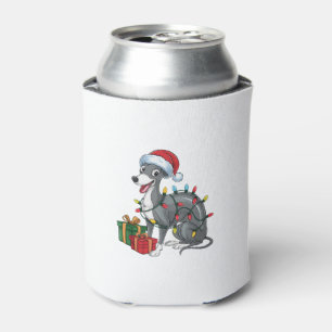 Xmas Lighting Santa Hat Greyhound Dog Christmas Can Cooler