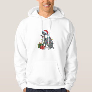 Xmas Lighting Santa Hat Greyhound Dog Christmas  Hoodie