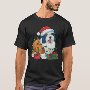 Xmas Lighting Santa Hat Icelandic Sheepdog Christm T-Shirt