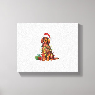 Xmas Lighting Santa Hat Irish Setter Dog Christmas Canvas Print