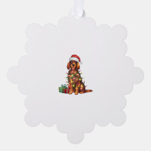 Xmas Lighting Santa Hat Irish Setter Dog Christmas Tree Decoration Card