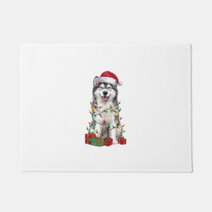 Xmas Lighting Santa Hat Irish Water Spaniel Dog Ch Doormat